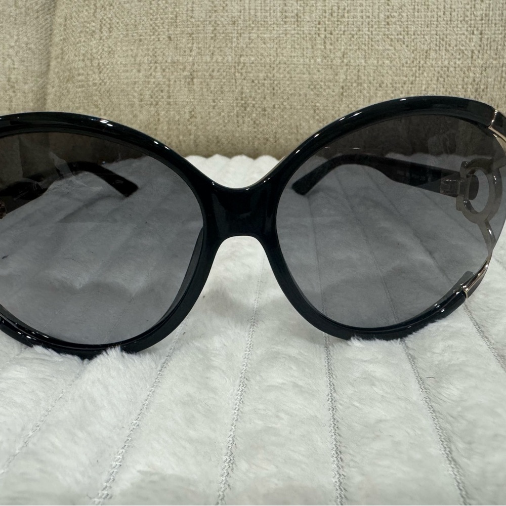 Salvatore Ferragamo Black Oval Sunglasses